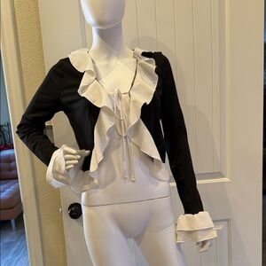 SHEIN Black and White Ruffled Top